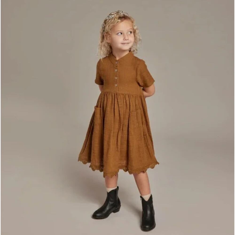 Rylee + Cru Esme Cotton Dress | Chartreuse | 4-5 years